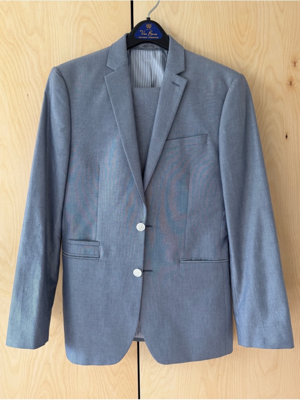 Express Men's Light Blue Gray Two-Button Sport Coat